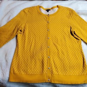 Talbots polka dot yellow cardigan
